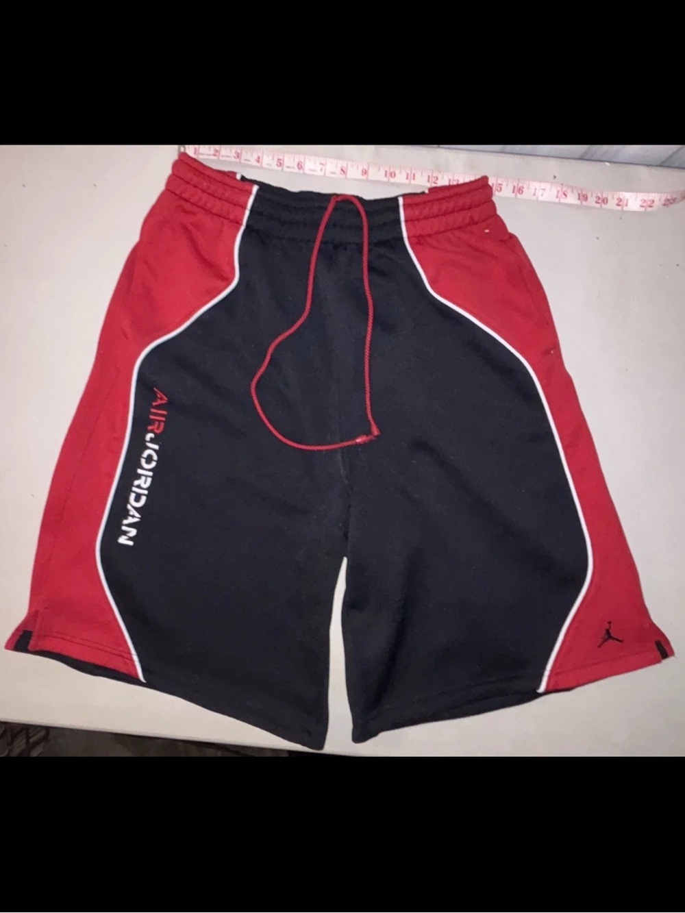 Nike Air Jordan Y2K Vintage Heavy Baggy Shorts Black Red White Piping SZ.XL